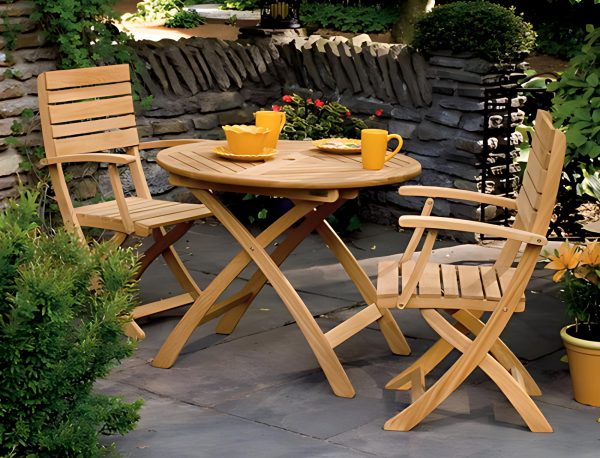 Teak Foldable Chair And Folding Table