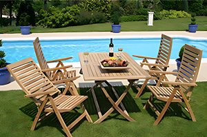 Premium teak patio furniture set from Indonesia with modern outdoor design