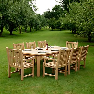 Weather-resistant teak outdoor dining set patio furniture Indonesia supplier