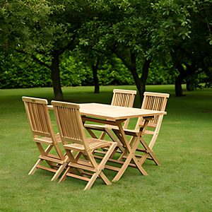 Solid teak wood outdoor dining set handcrafted by Indonesian furniture manufacturer