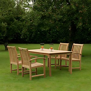 Handmade Indonesian teak garden furniture patio set with natural finish